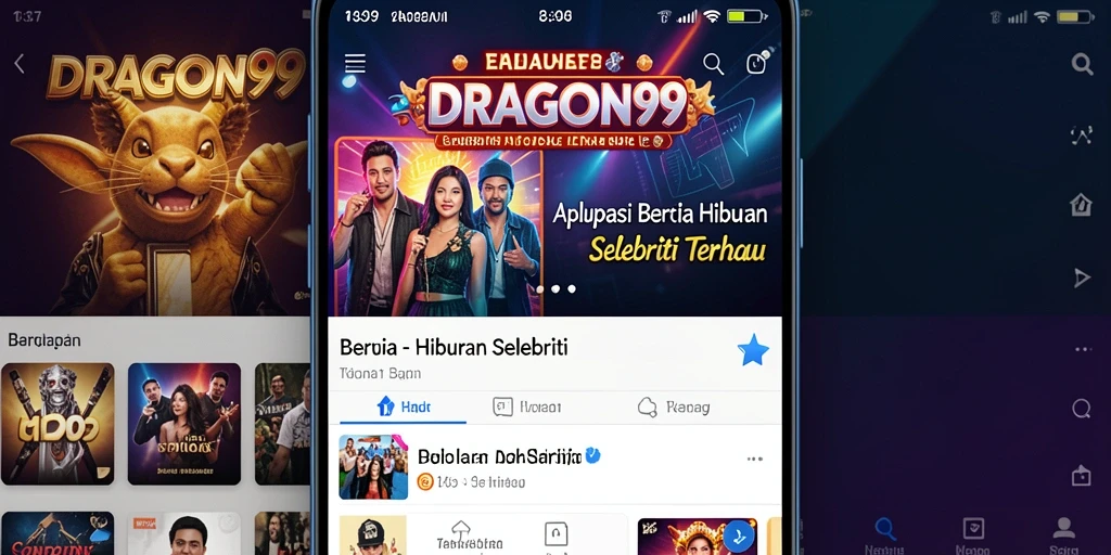 Screenshot aplikasi DRAGON99 menampilkan informasi selebriti terkini.