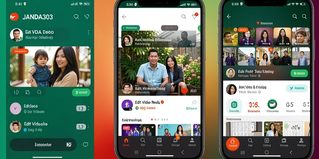 Antarmuka JANDA303 dengan berbagai alat Edit Video Reels yang intuitif.