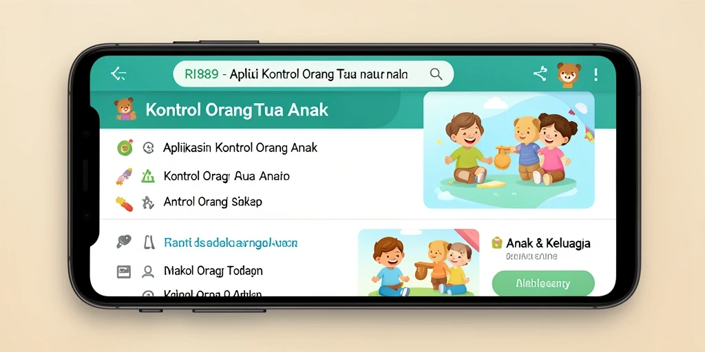 Tampilan antarmuka RI889 dengan fitur kontrol orang tua yang intuitif.