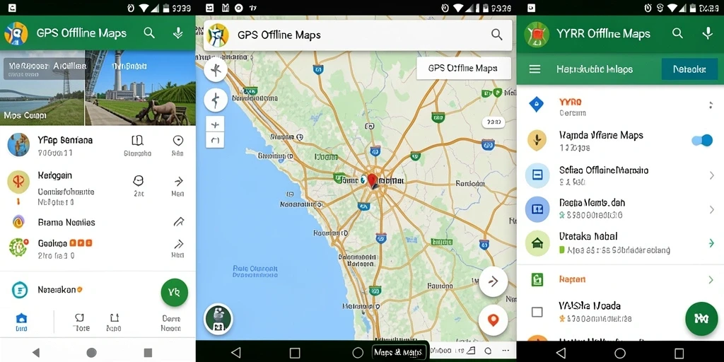 Tampilan antarmuka aplikasi YYRR dengan fungsi GPS Offline Maps.