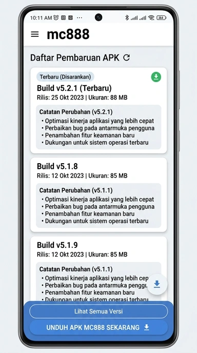 Riwayat Versi Aplikasi mc888 untuk Android